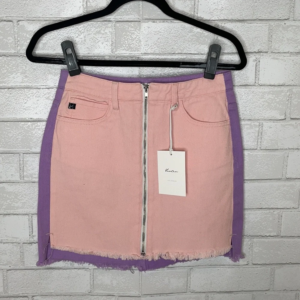 NWT KanCan PV Color Block Mini Skirt